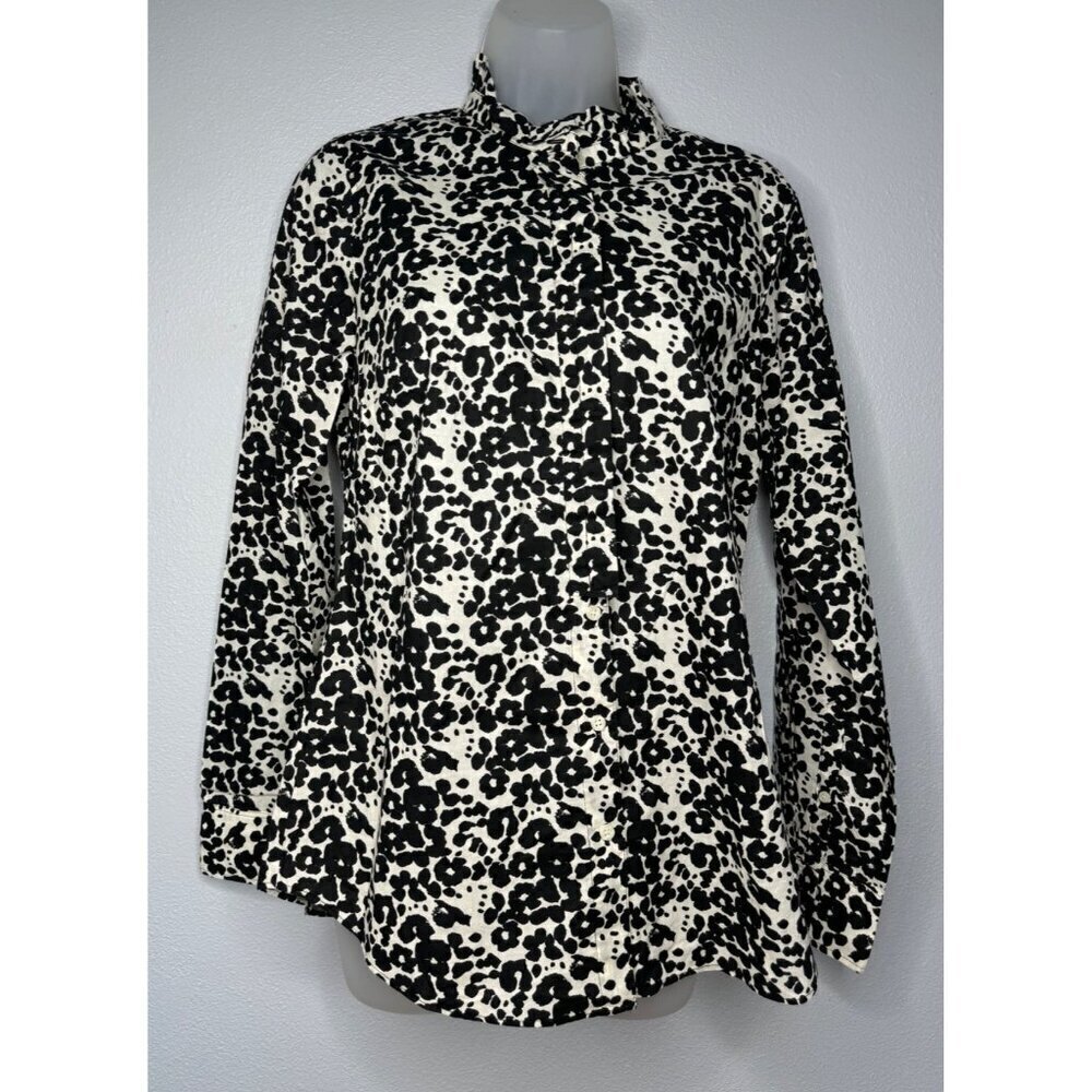 J.Crew The Perfect Shirt Cotton Long Sleeve Button Up SZ S Leopard Animal Print - Picture 1 of 9